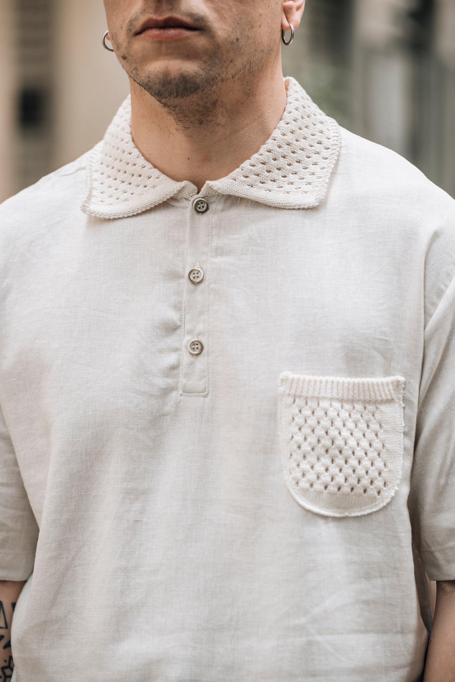 Polo con colletto in maglia OVER/D