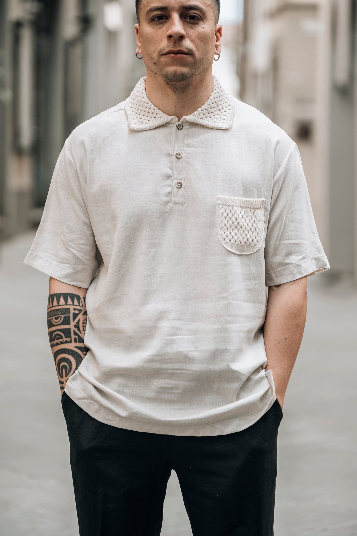 Polo con colletto in maglia OVER/D