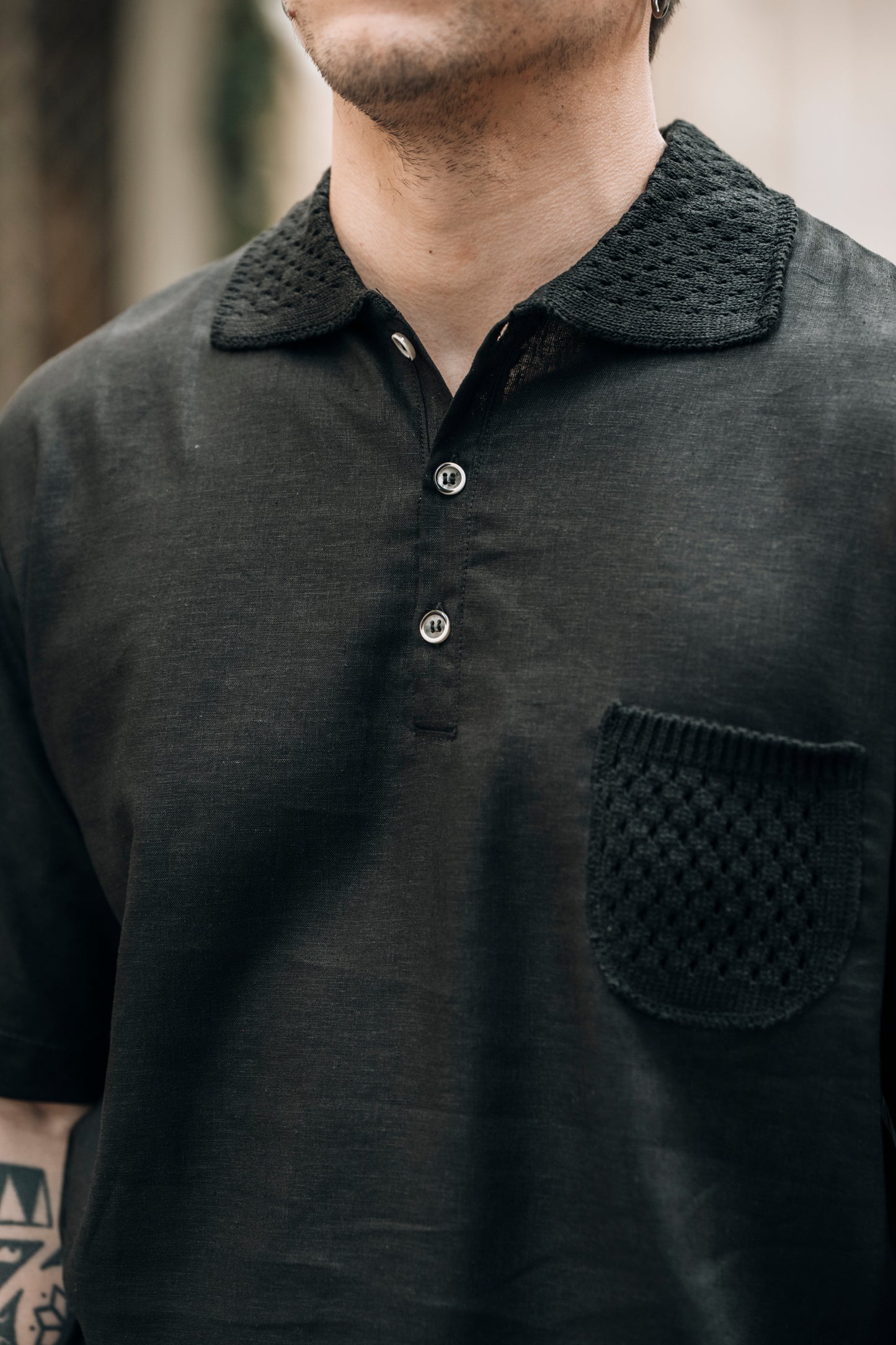 Polo con colletto in maglia OVER/D
