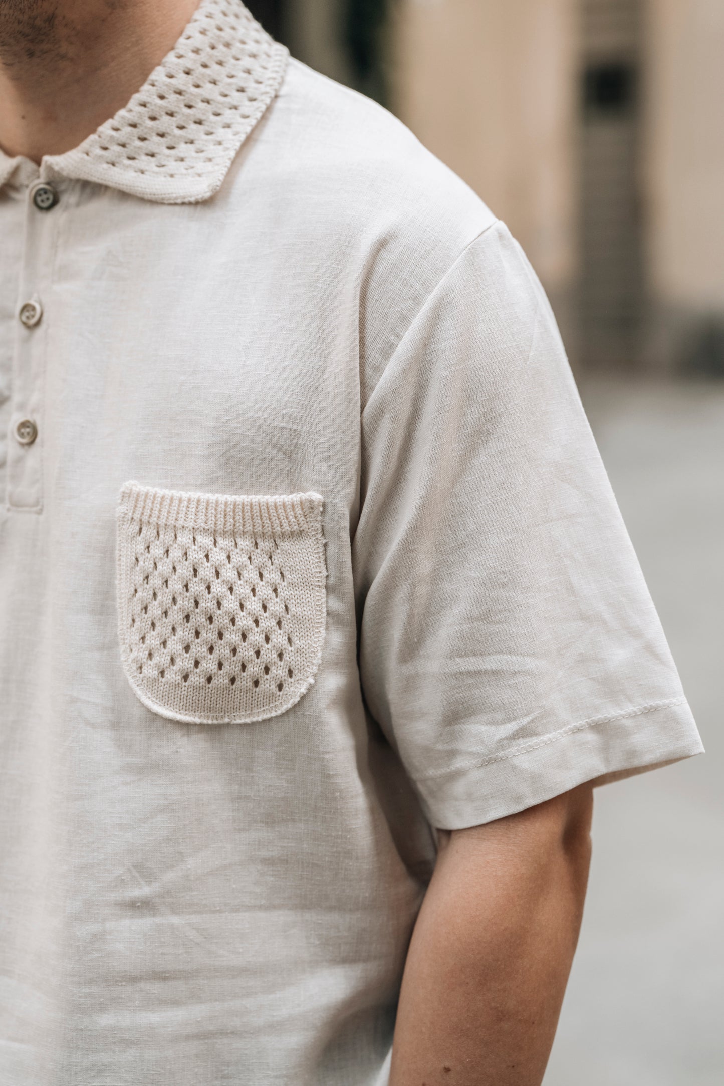 Polo con colletto in maglia OVER/D