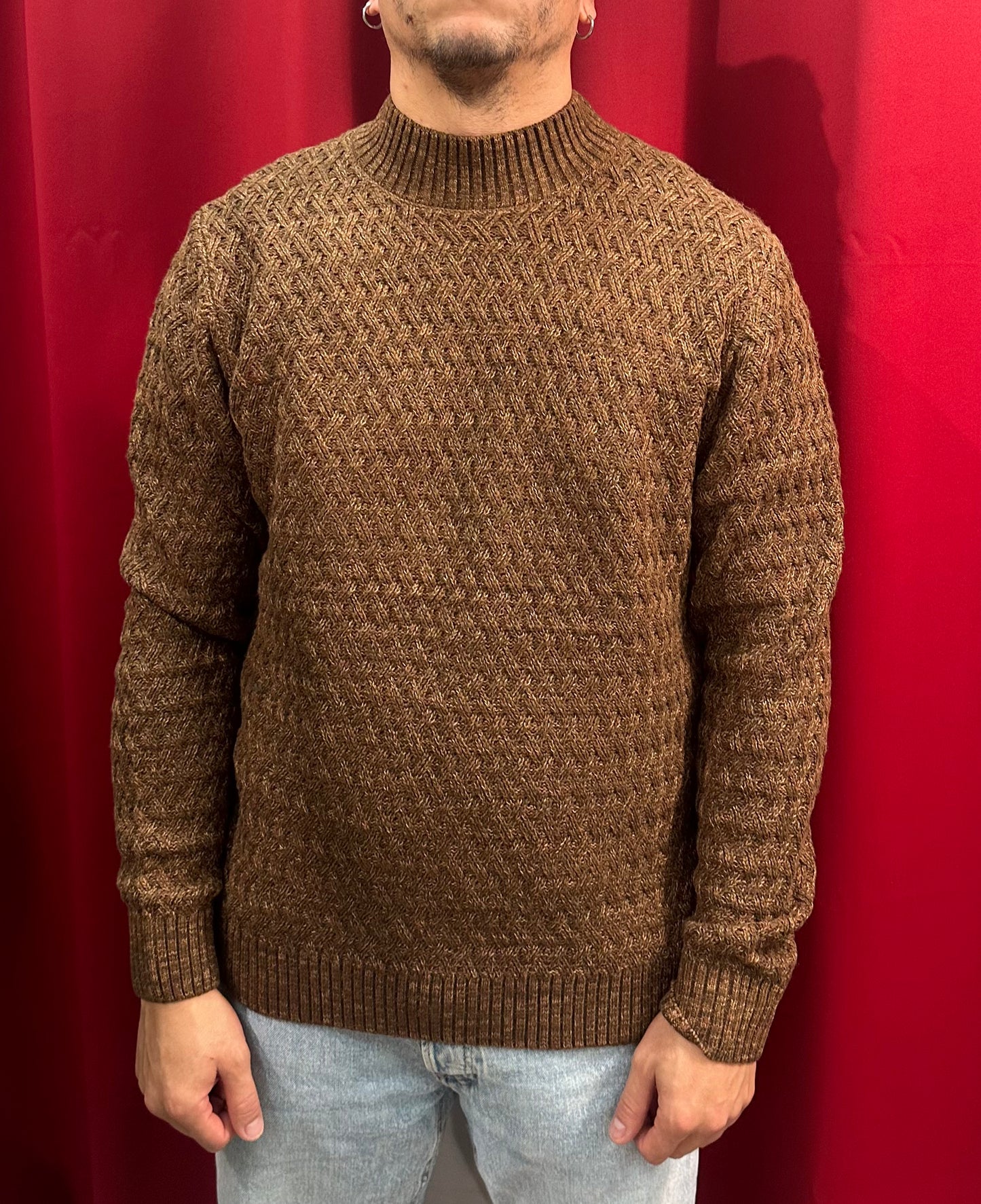 Maglia mezzo collo lavorato Mouline'