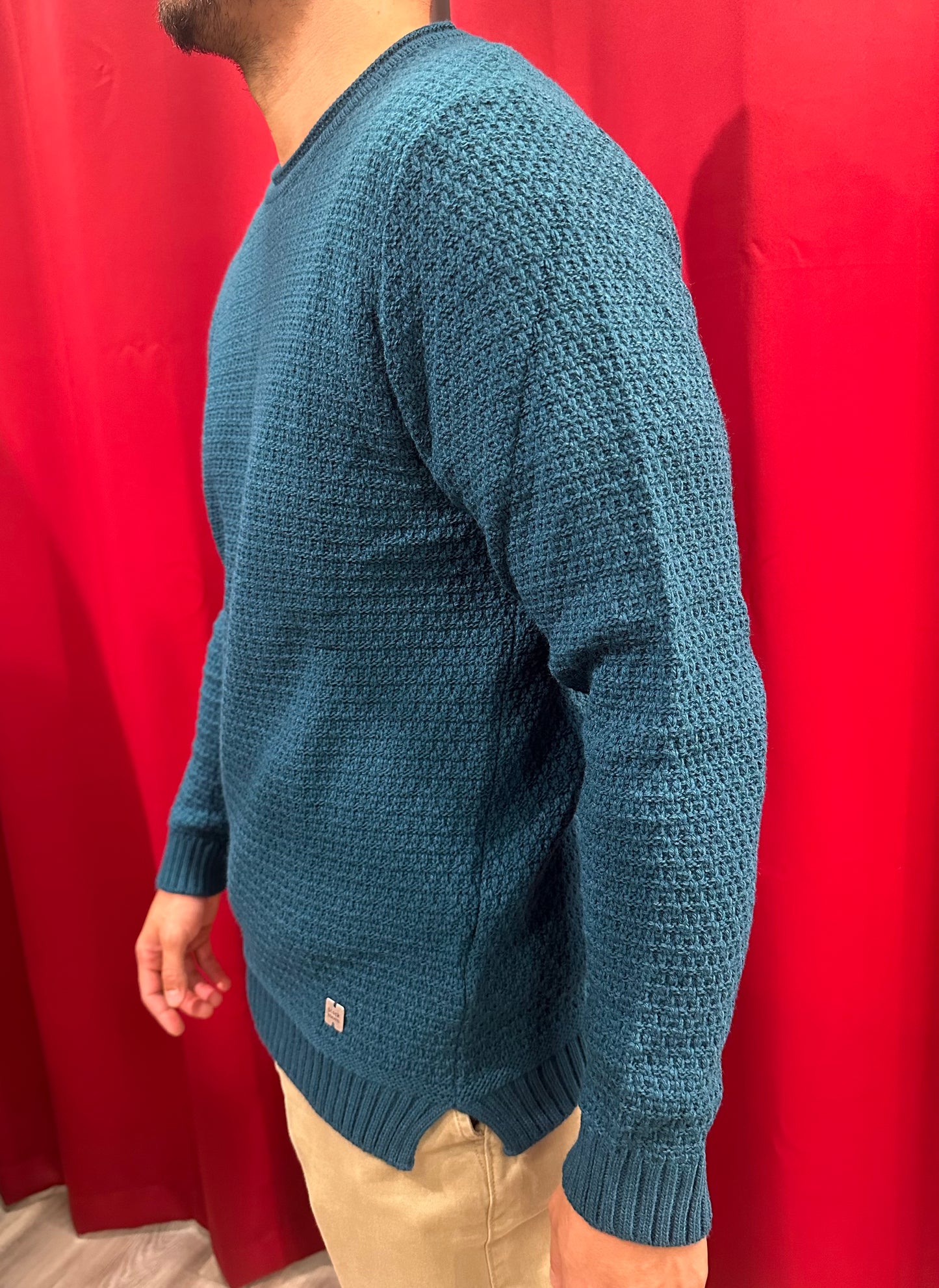 Maglia paricollo rollino lavorata Nido D'Ape