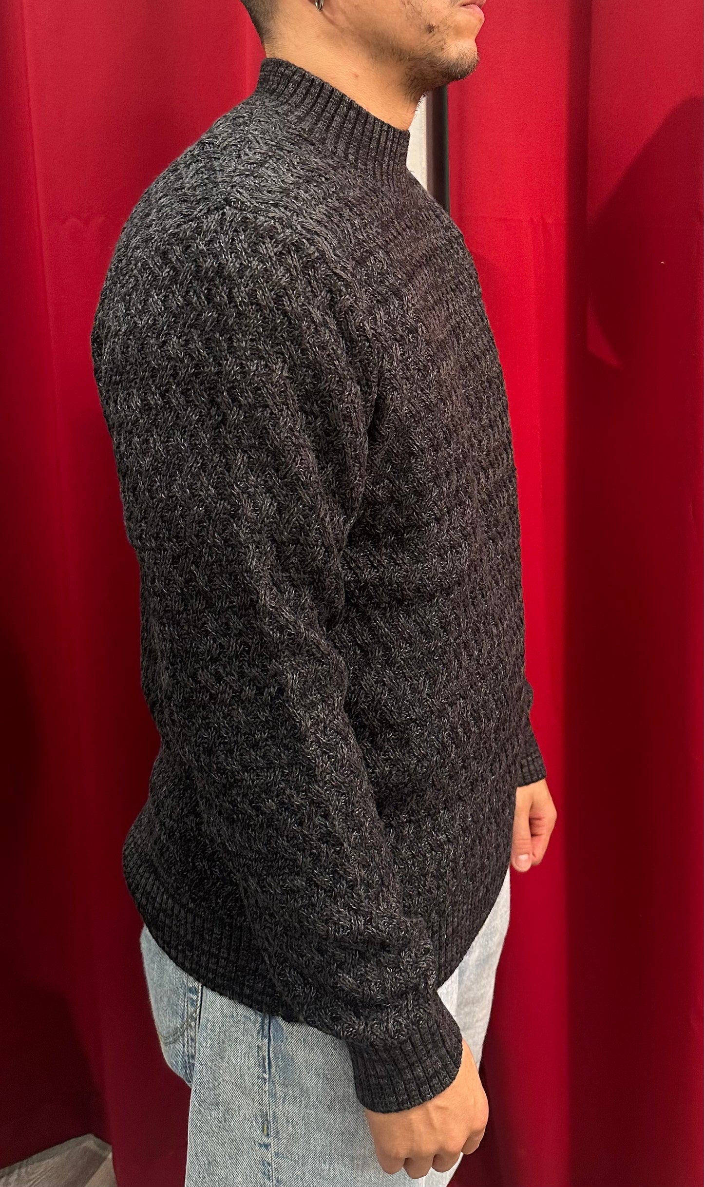 Maglia mezzo collo lavorato Mouline'