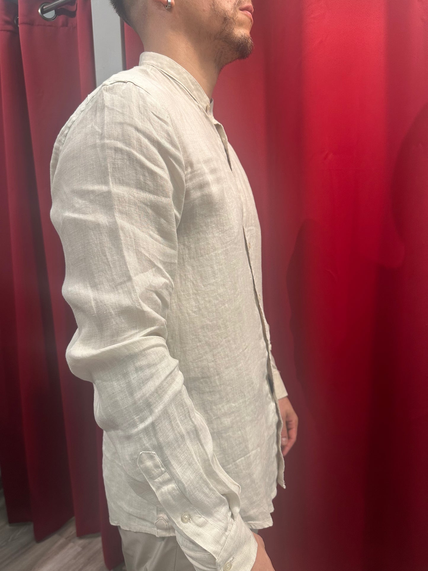 Camicia Collo Coreana Puro Lino