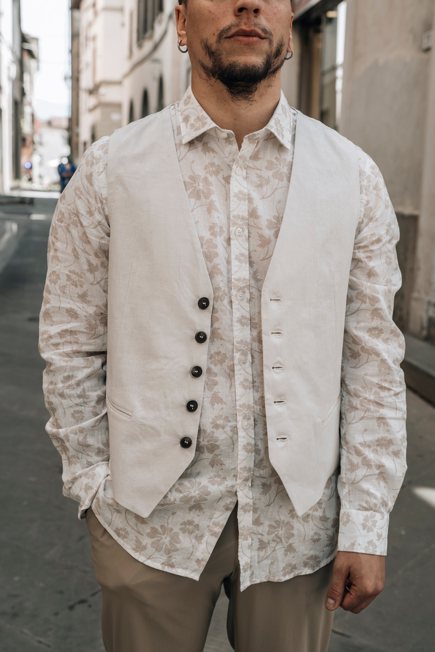 Gilet misto lino OVER/D