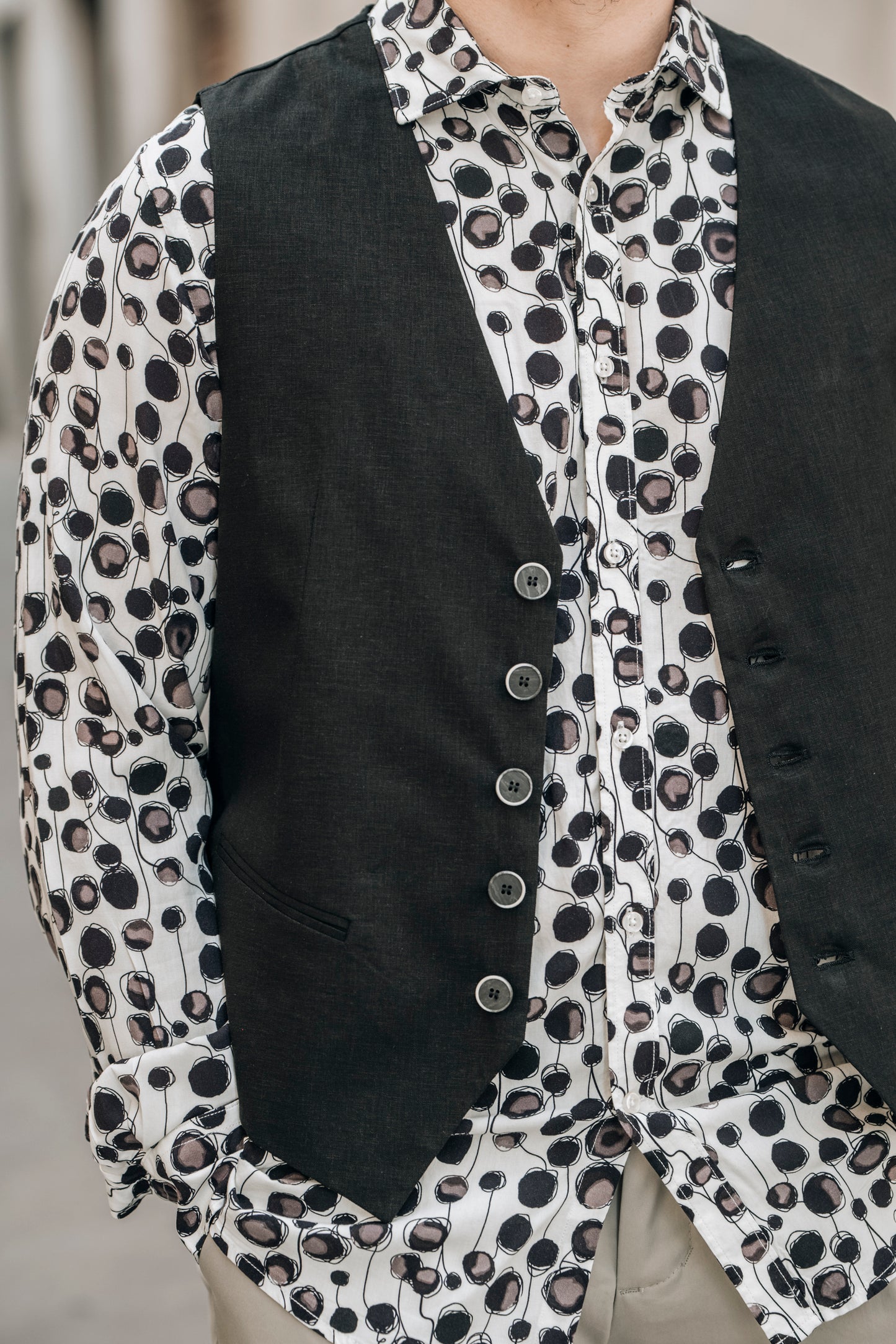 Gilet misto lino OVER/D