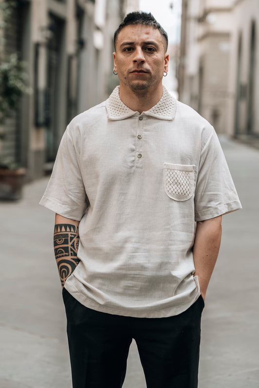 Polo con colletto in maglia OVER/D