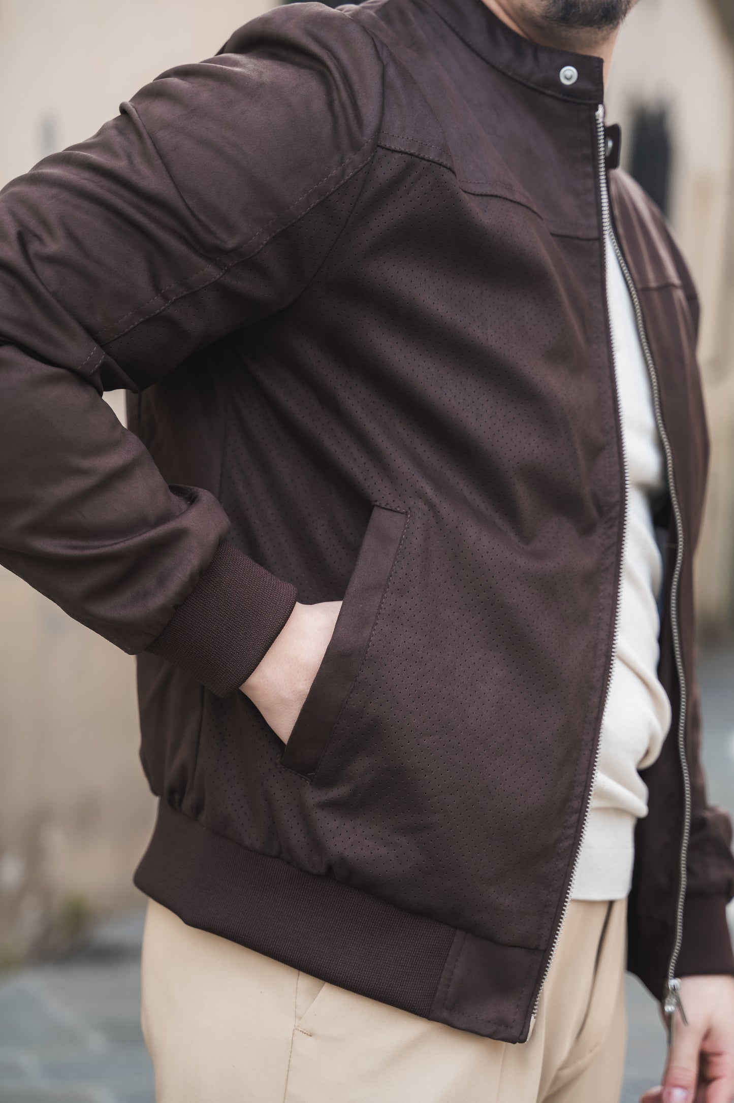 Giubbotto Biker Ecocamoscio OVER/D